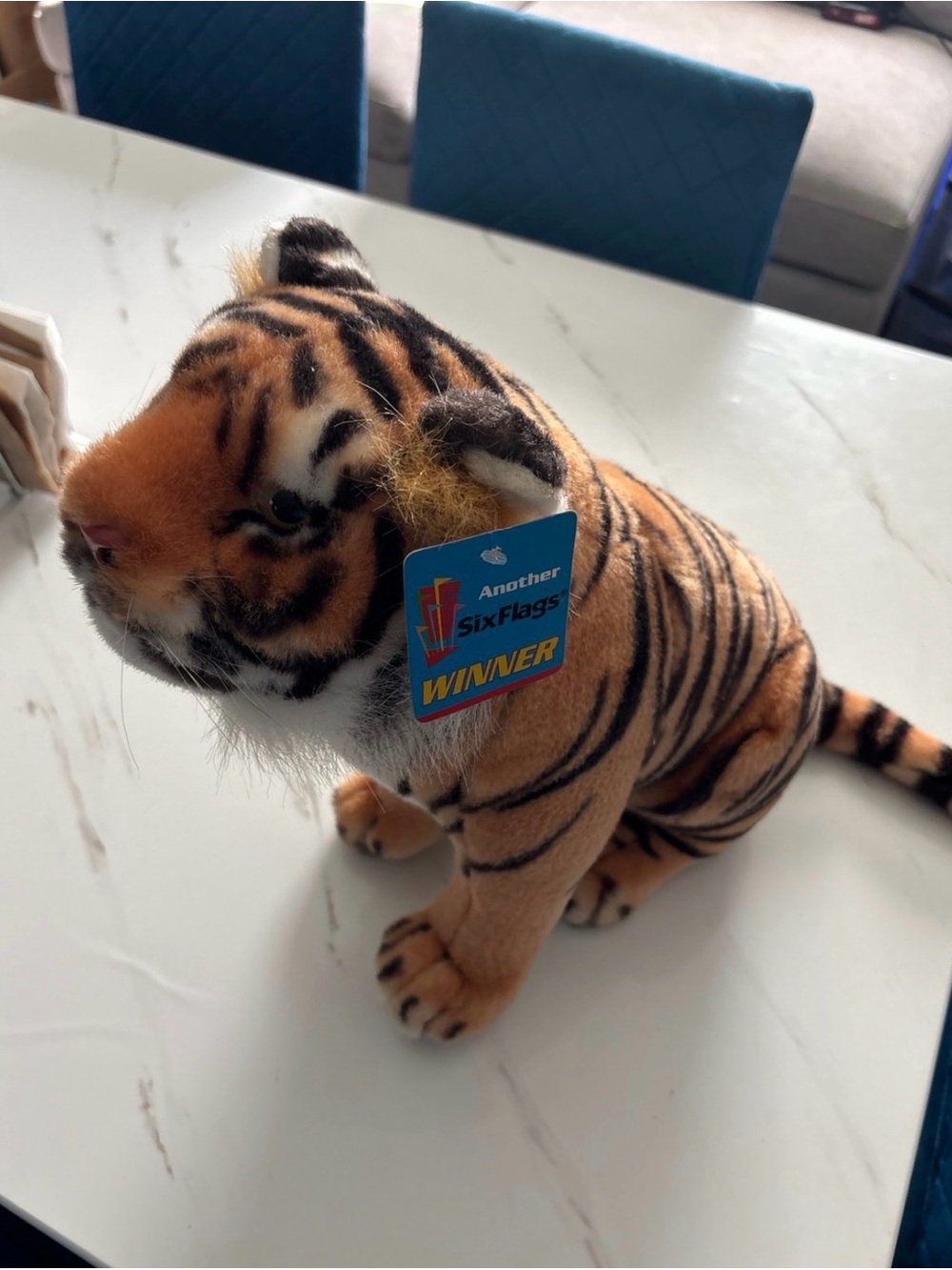 Six Flags Winner Tiger Plush Stuffed Animal Toy